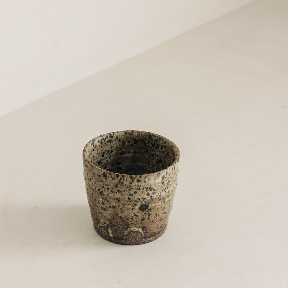 large ceramic mug brown with no handle