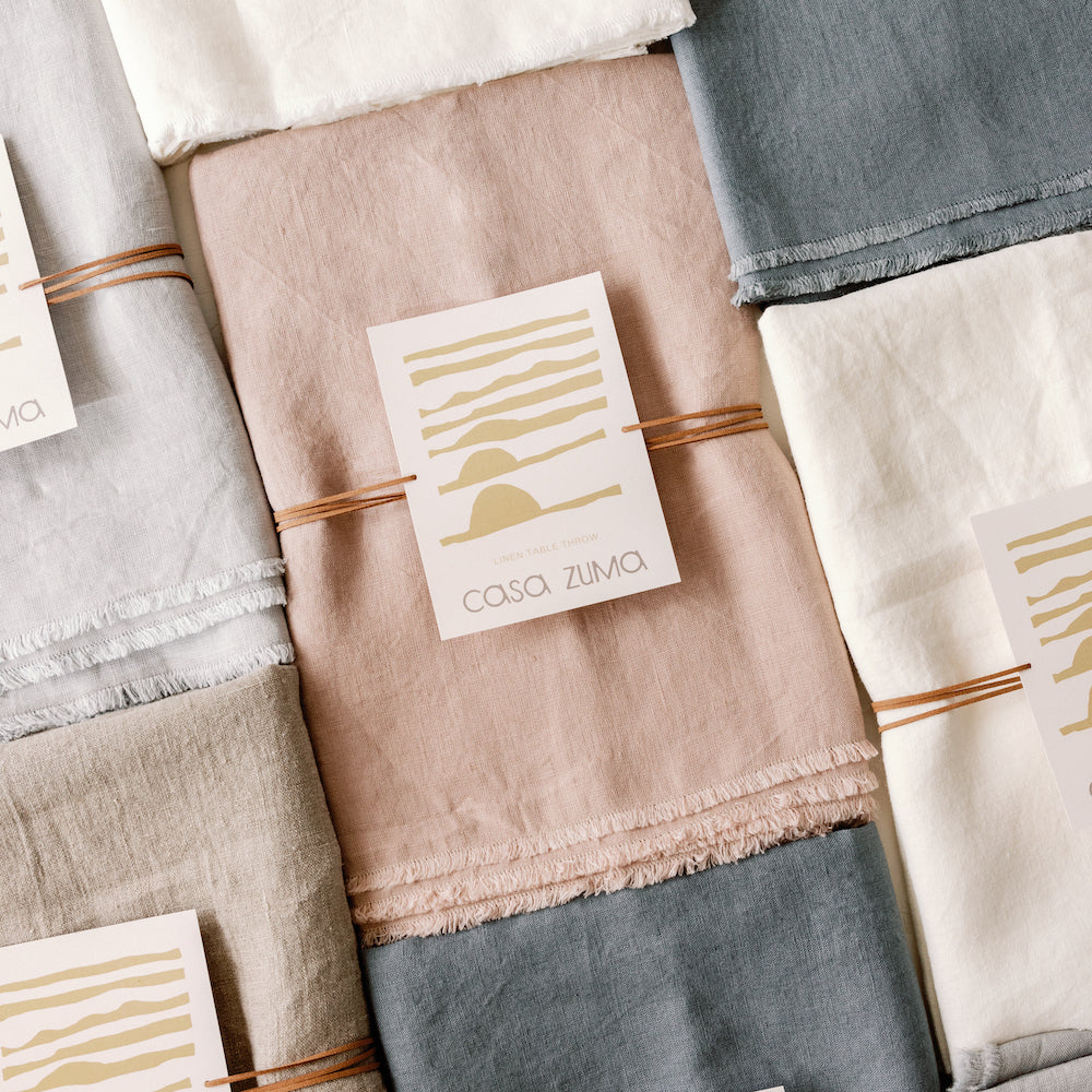 linen table throw with packaging square