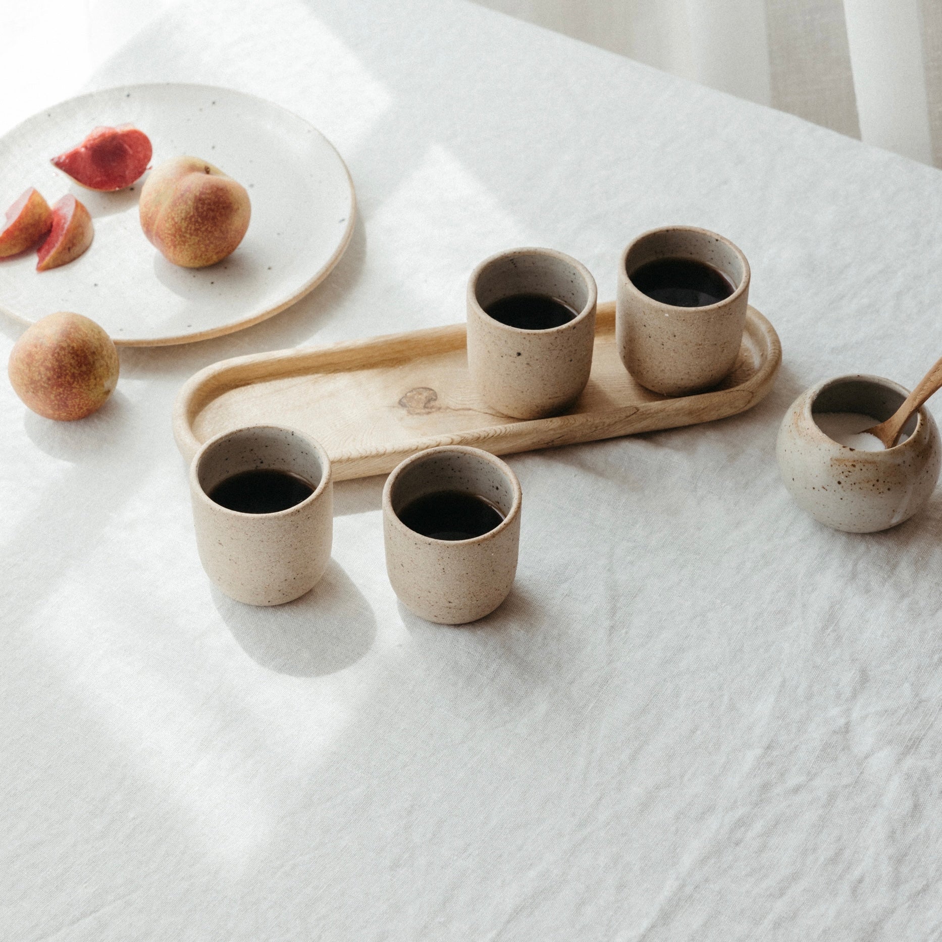 Bene Casa - Ceramic 9 Piece Espresso Set Including Metal Stand - 4 Espresso  Cups (3oz) and 4 Saucers - Stain Resistant Glaze