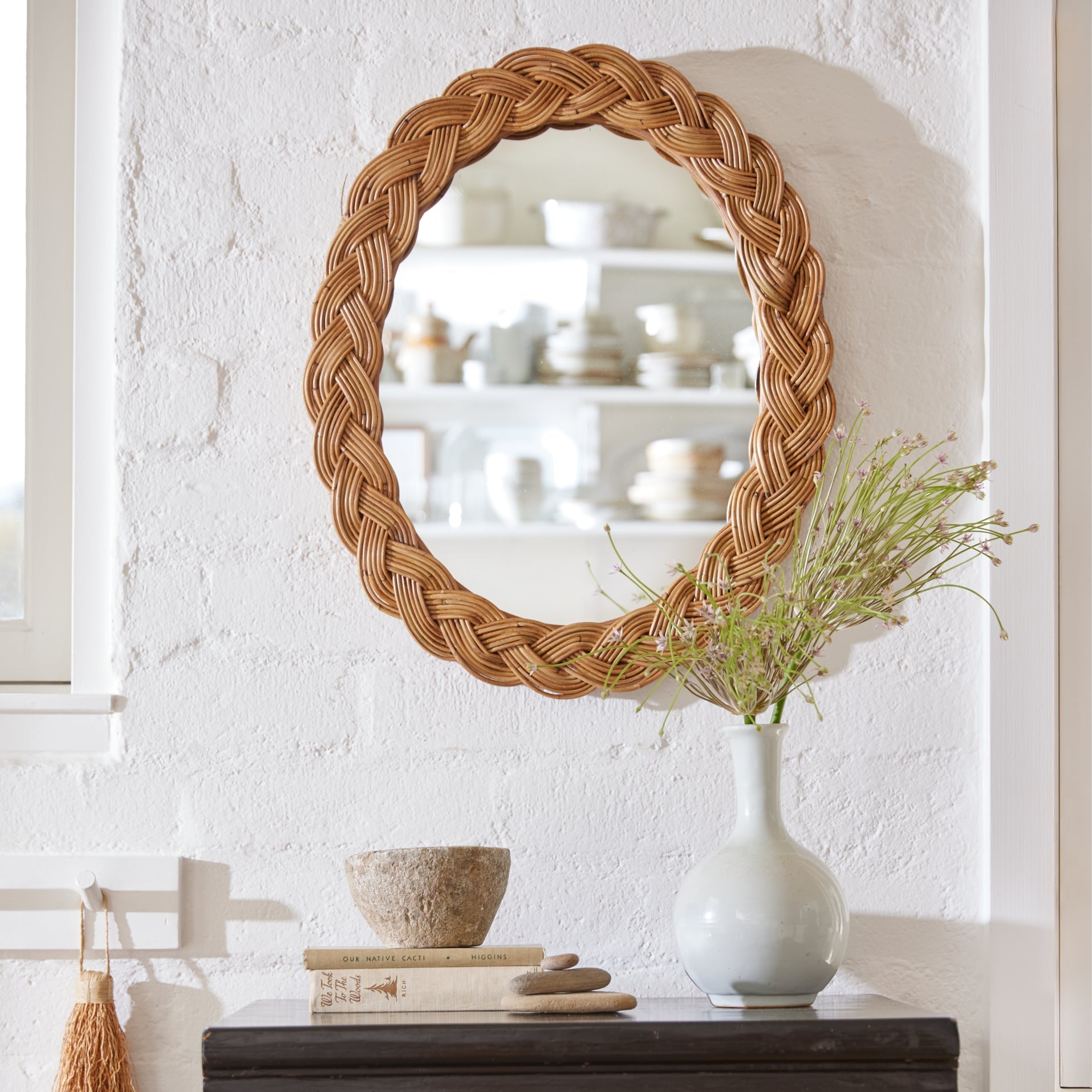 Castello Oval Mirror | Oval Braided Rattan Wall Mirror – Casa Zuma