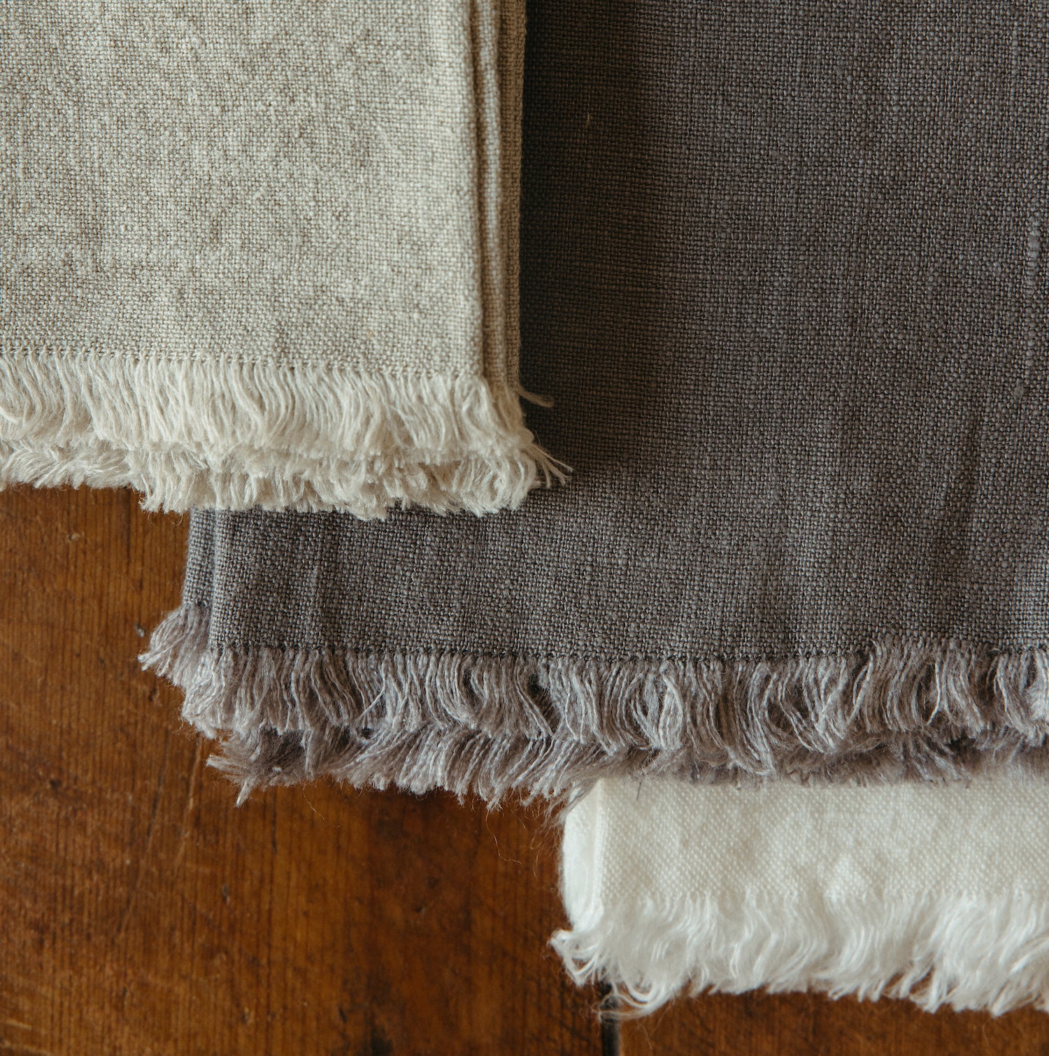 Oversized Frayed Linen Napkins, Set of 4