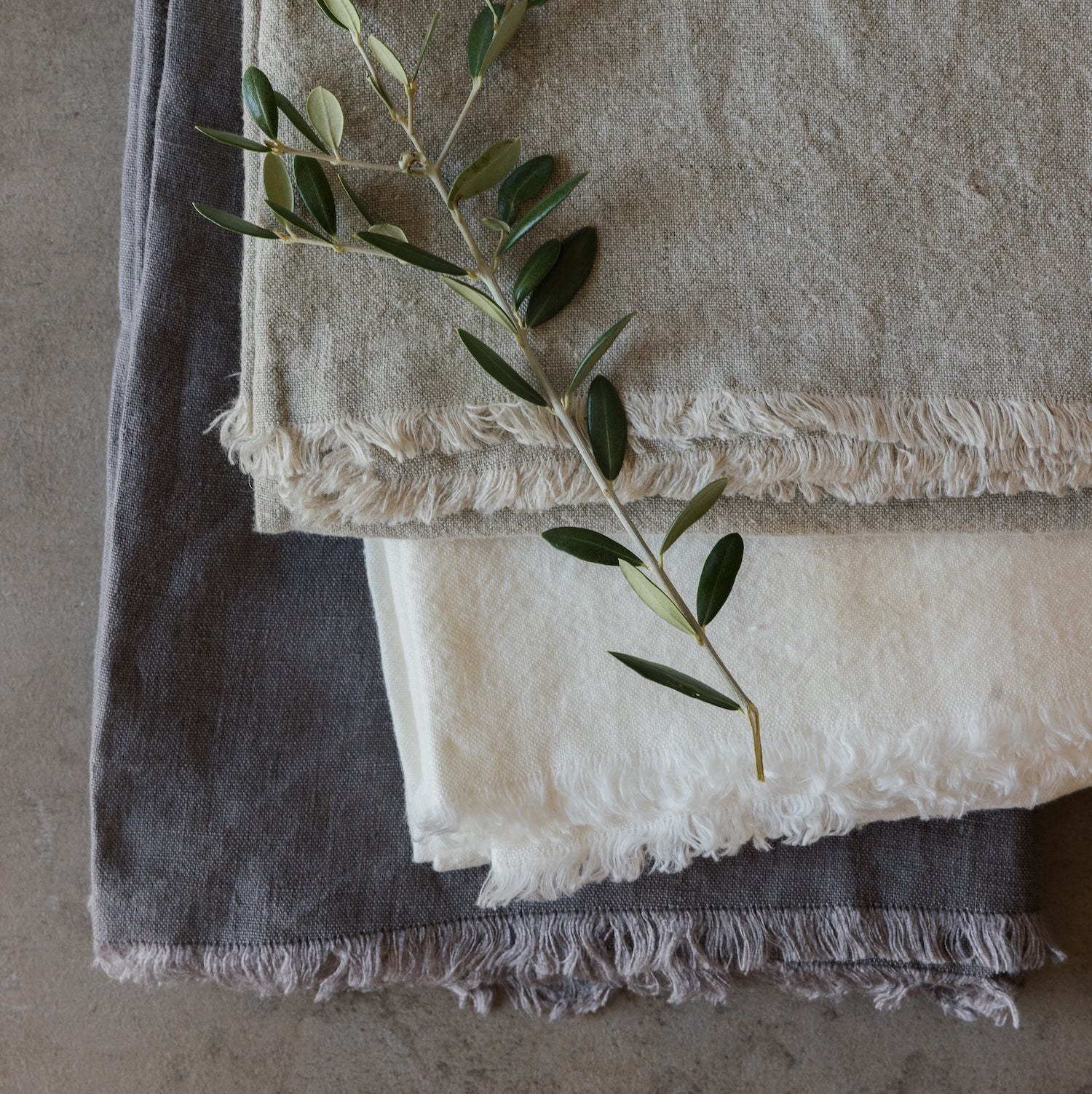 Oversized Frayed Linen Napkins, Set of 4