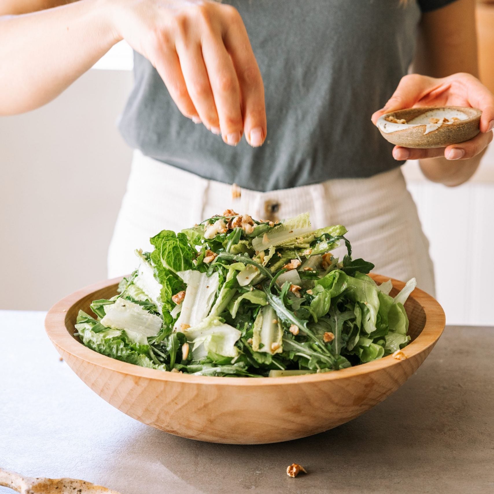 Handcrafted Wood Salad Bowls - Natural - 12" Medium