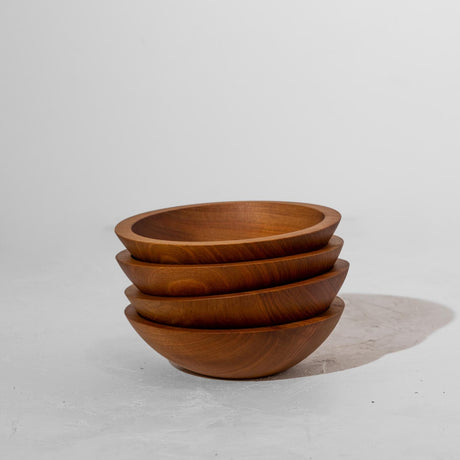 wooden salad bowl set stacked